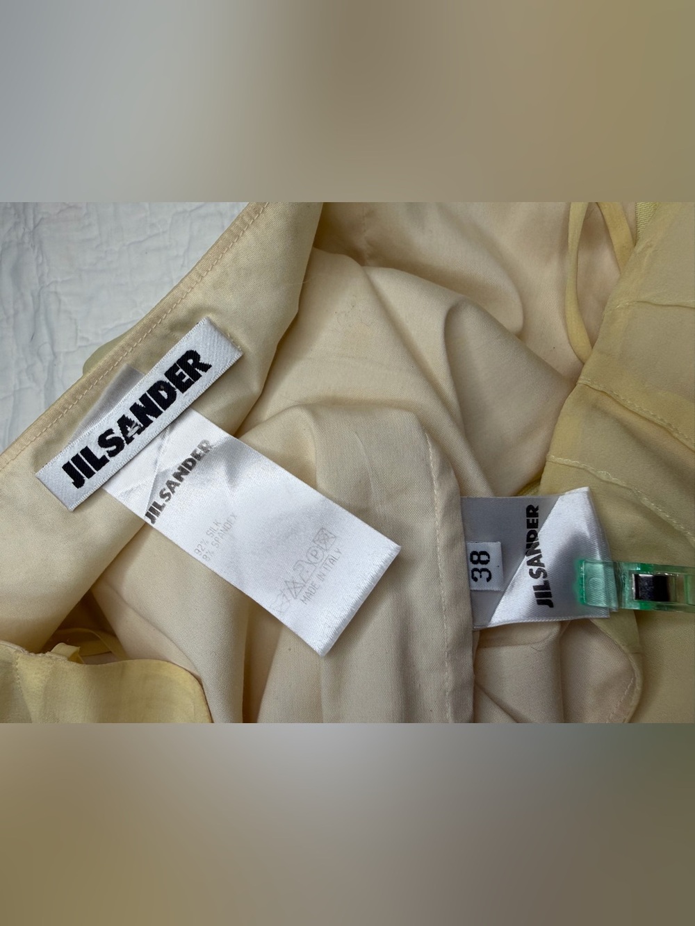 Jil Sander Silk Skirt Italy Pale Yellow Y2K Minimalist Luxe Midi Size 38/Small - Picture 11 of 16